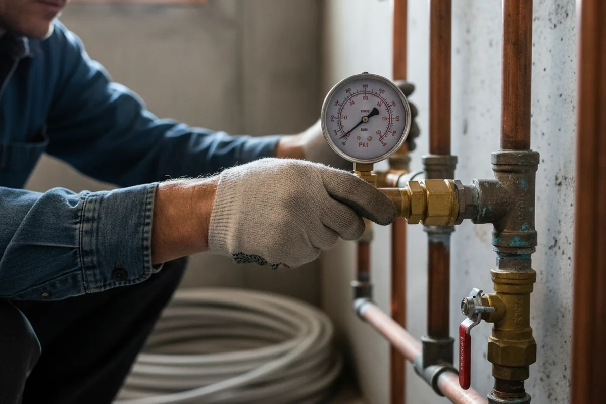 Pressure testing a repaired line during Water Line Repair in Mc Intyre